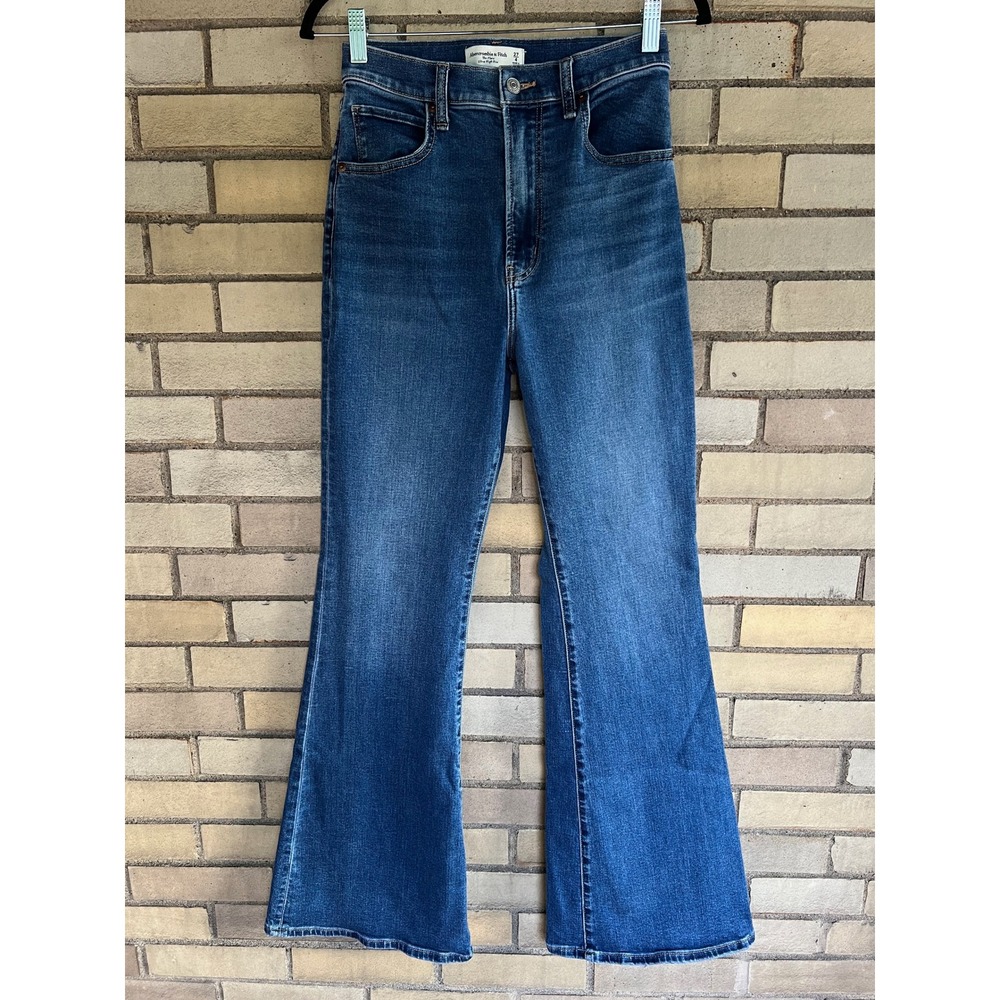 Abercrombie & Fitch Curve Love Ultra High Rise Flare Jeans Dark Wash Size 27/4